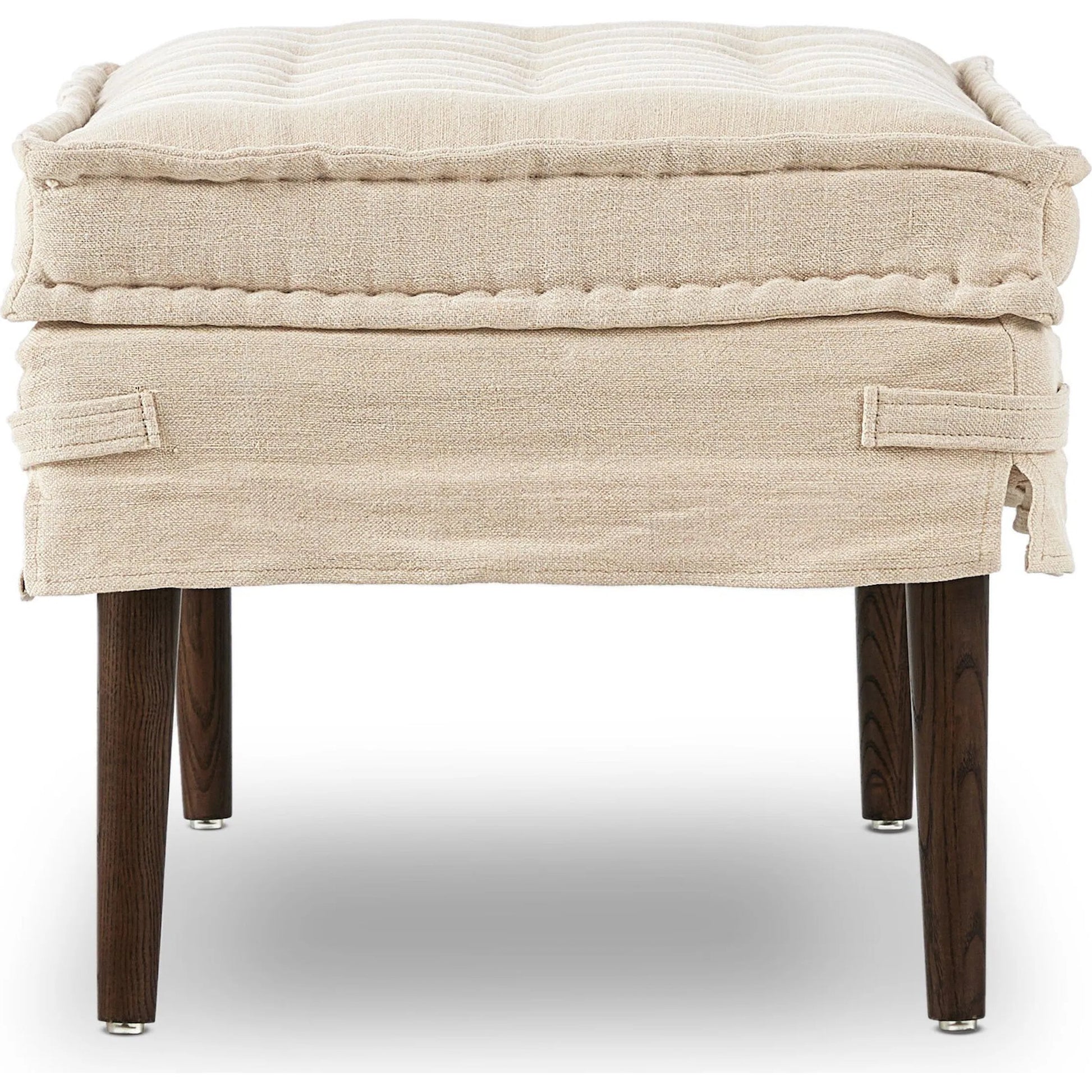 Cole Accent Bench by Four Hands in broadway dune, terra brown ash. Made from 100% flax/linen, solid ash in a transitional style.