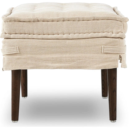 Cole Accent Bench by Four Hands in broadway dune, terra brown ash. Made from 100% flax/linen, solid ash in a transitional style.