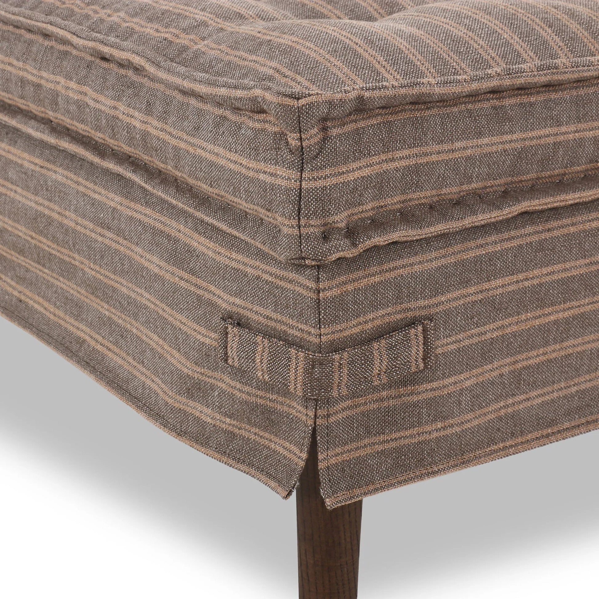 Cole Accent Bench by Four Hands in broadway dune, terra brown ash. Made from 100% flax/linen, solid ash in a transitional style.