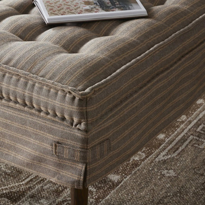 Cole Accent Bench by Four Hands in broadway dune, terra brown ash. Made from 100% flax/linen, solid ash in a transitional style.