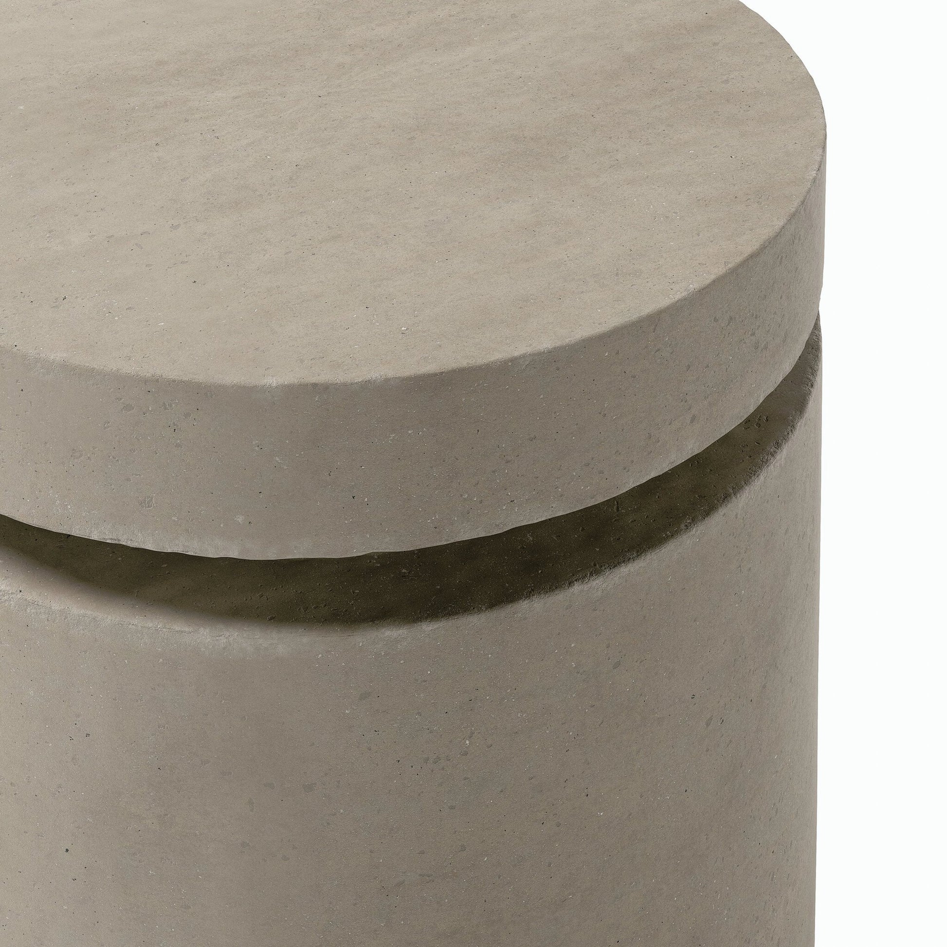 Higgins Outdoor Round Propane Enclosure by Four Hands. Made from concrete in a modern style.