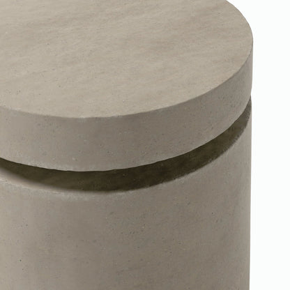 Higgins Outdoor Round Propane Enclosure by Four Hands. Made from concrete in a modern style.