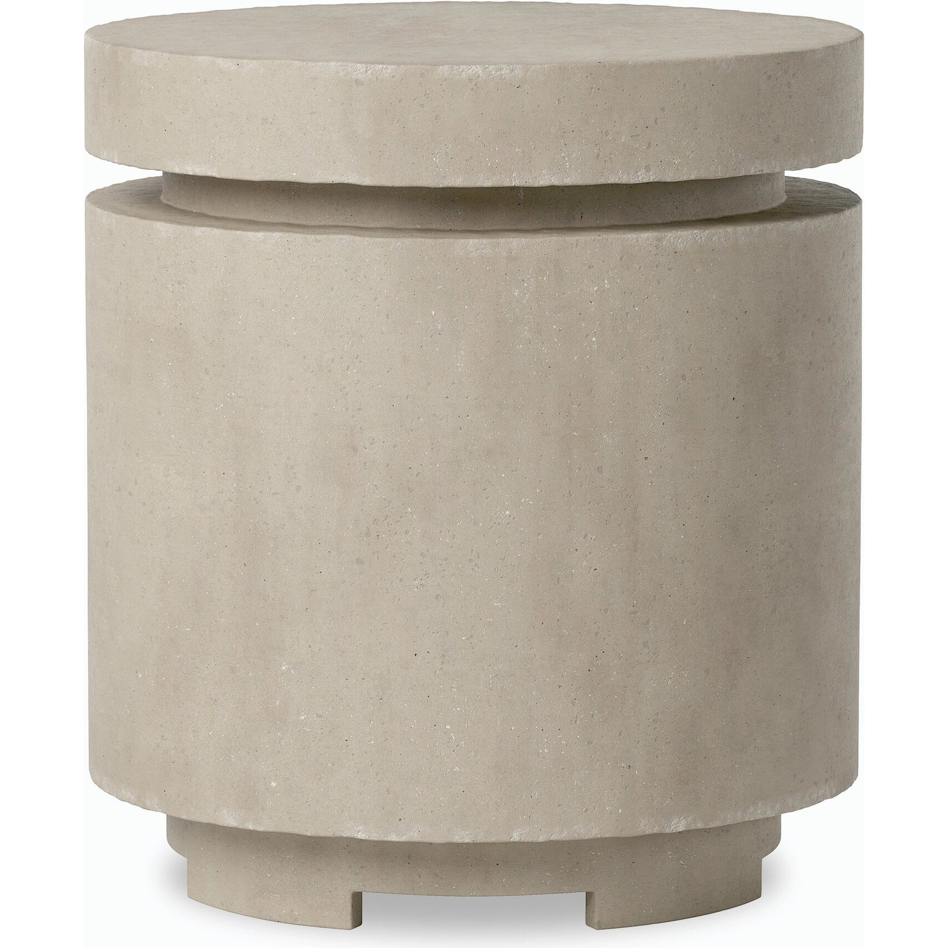 Higgins Outdoor Round Propane Enclosure by Four Hands. Made from concrete in a modern style.