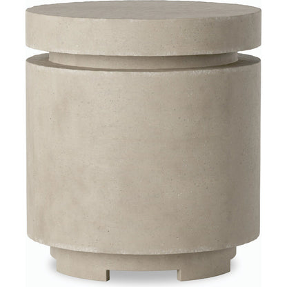 Higgins Outdoor Round Propane Enclosure by Four Hands. Made from concrete in a modern style.