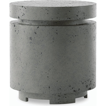 Higgins Outdoor Round Propane Enclosure by Four Hands. Made from concrete in a modern style.