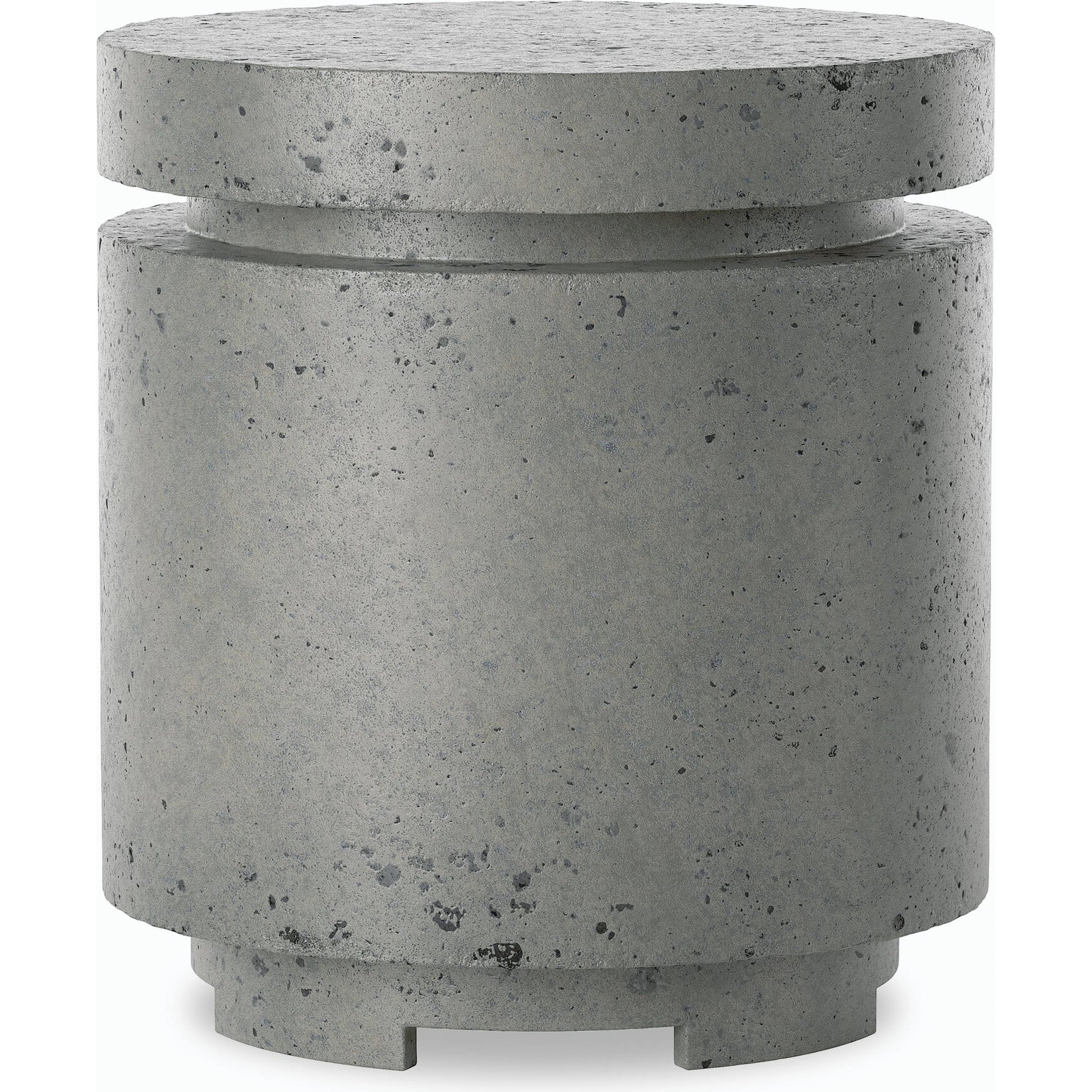 Higgins Outdoor Round Propane Enclosure by Four Hands. Made from concrete in a modern style.