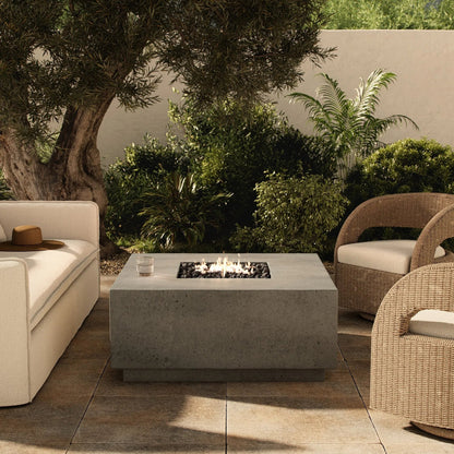 Donovan Outdoor Fire Table by Four Hands. Made from concrete in a modern style.