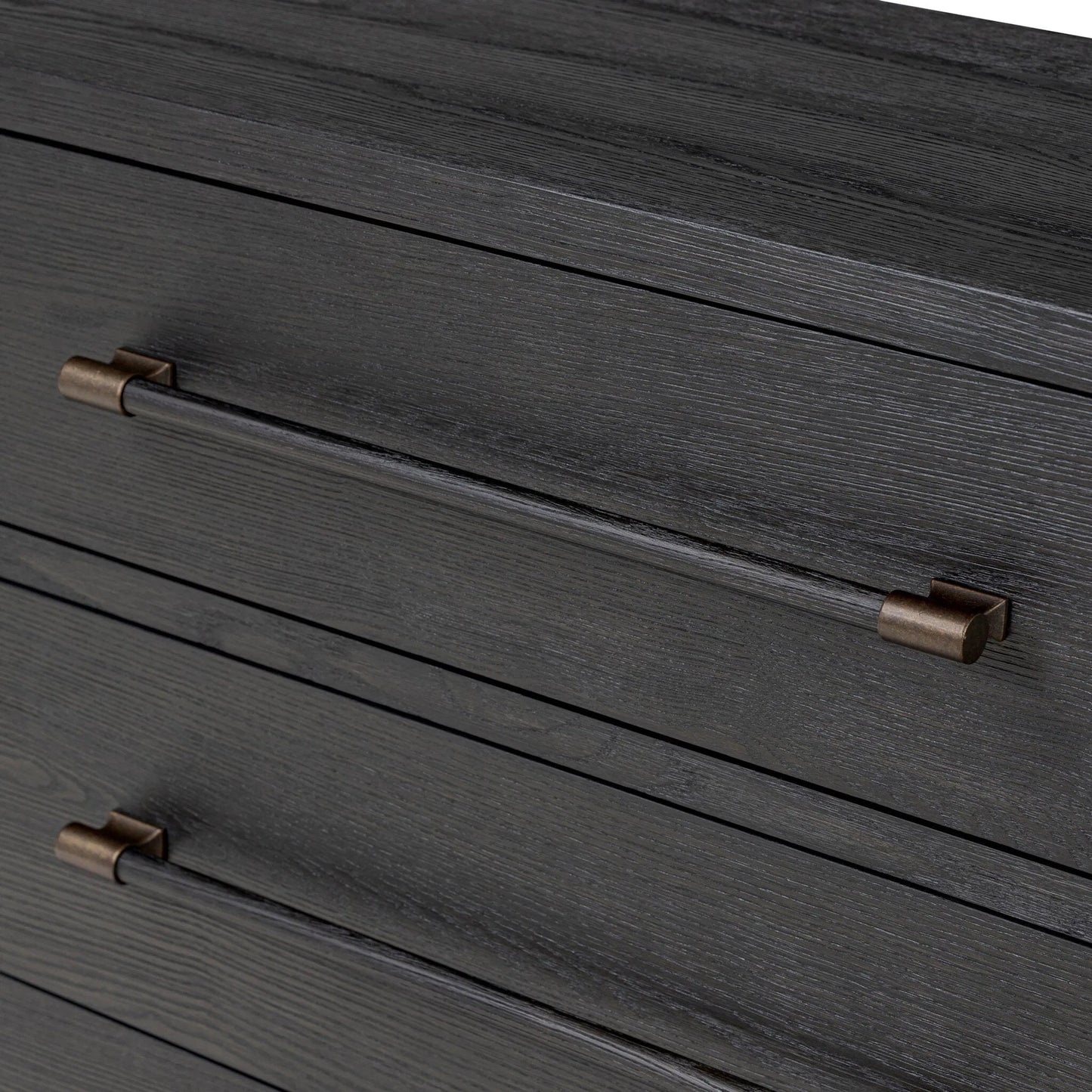 010 SI-2327537 | Closeup | Adolfo 6 Drawer Dresser by Four Hands in modern black ash, modern black ash solid. Made from ash veneer, solid ash in a modern style.