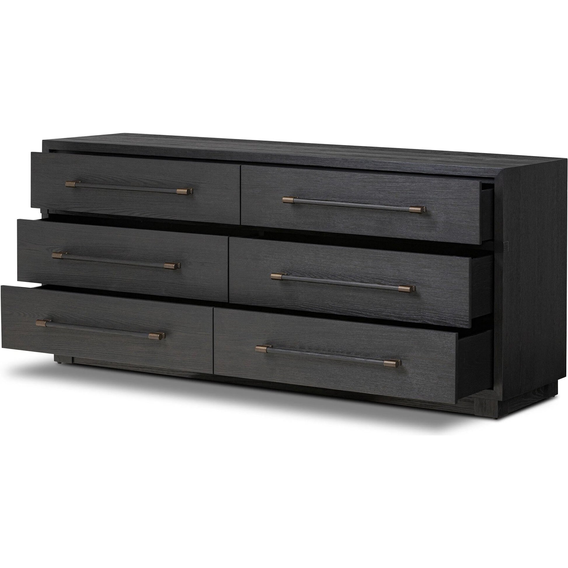 Adolfo 6 Drawer Dresser by Four Hands in modern black ash, modern black ash solid. Made from ash veneer, solid ash in a modern style.
