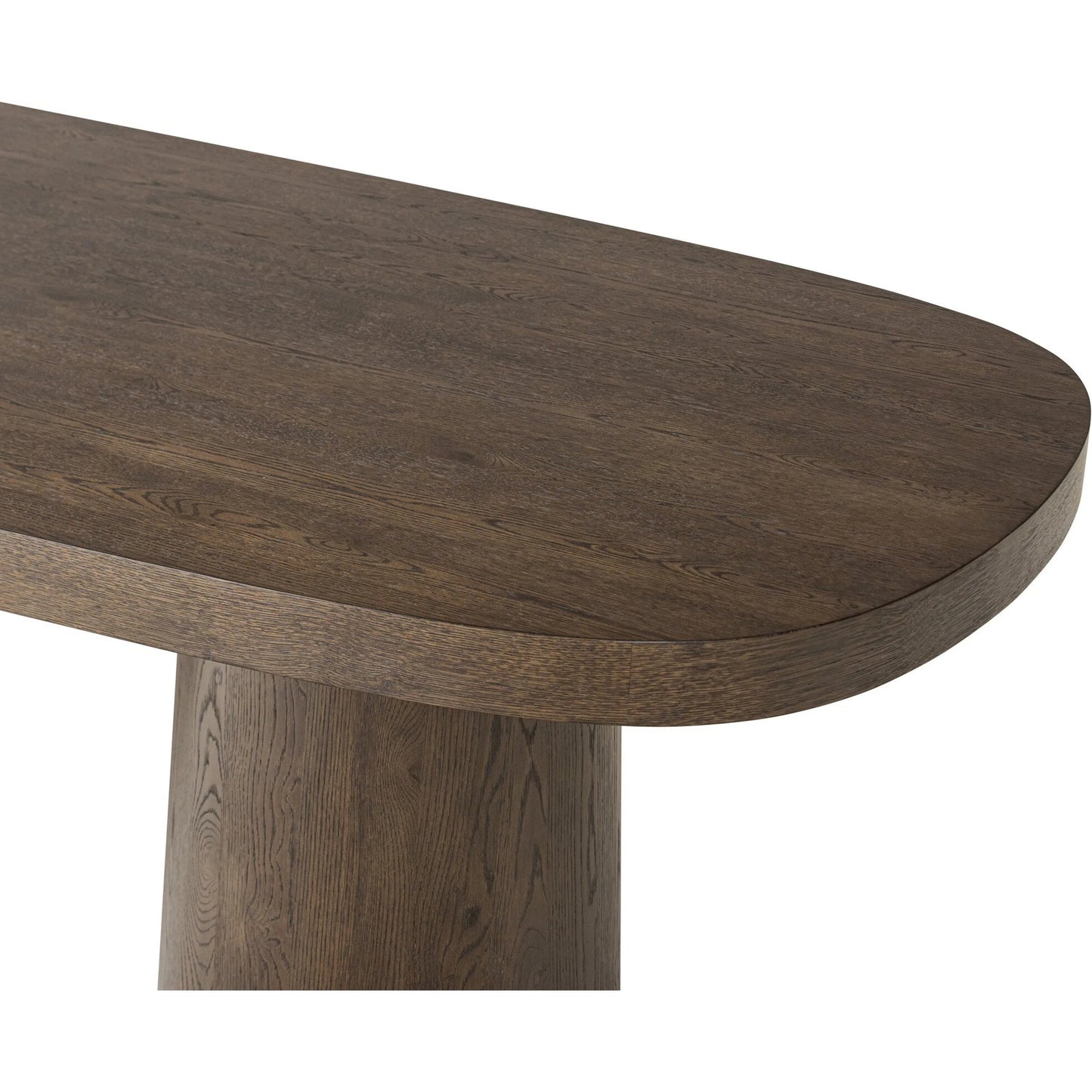 006 SI-2519331 | Closeup | Valen Dining Table by Four Hands in rustic brown oak veneer. Made from oak veneer in a traditional style.