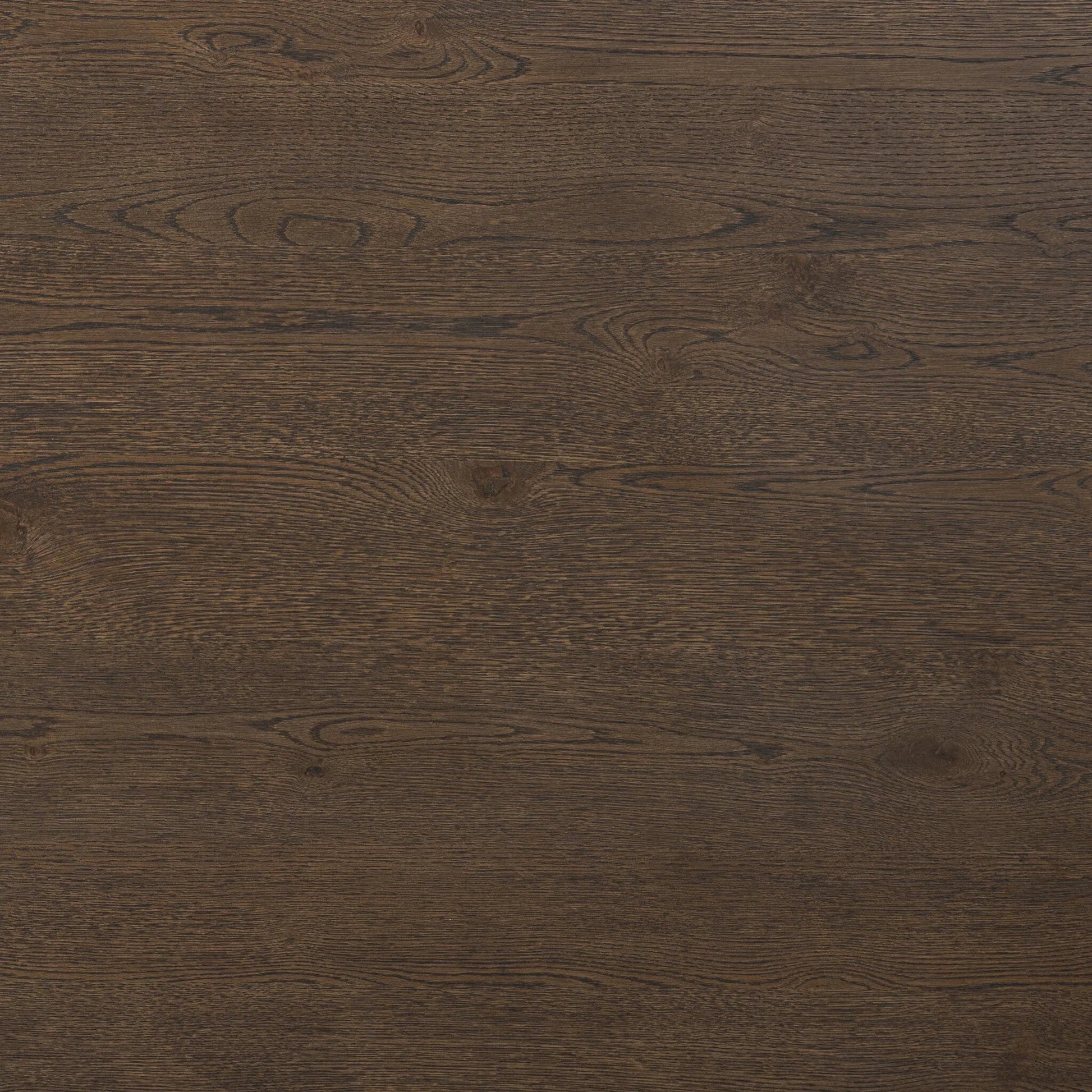 Valen Dining Table by Four Hands in rustic brown oak veneer. Made from oak veneer in a traditional style.