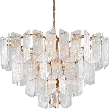 Piemonte Chandelier by Corbett in gold leaf. Made from hand crafted iron in a traditional style.