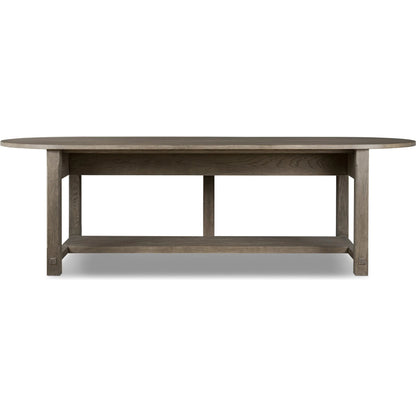 Elise Kitchen Island by Four Hands in weathered hazel oak veneer, dark brass. Made from oak veneer, brass in a unique style.