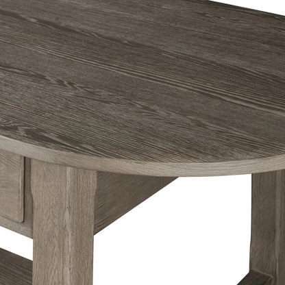 Elise Kitchen Island by Four Hands in weathered hazel oak veneer, dark brass. Made from oak veneer, brass in a unique style.