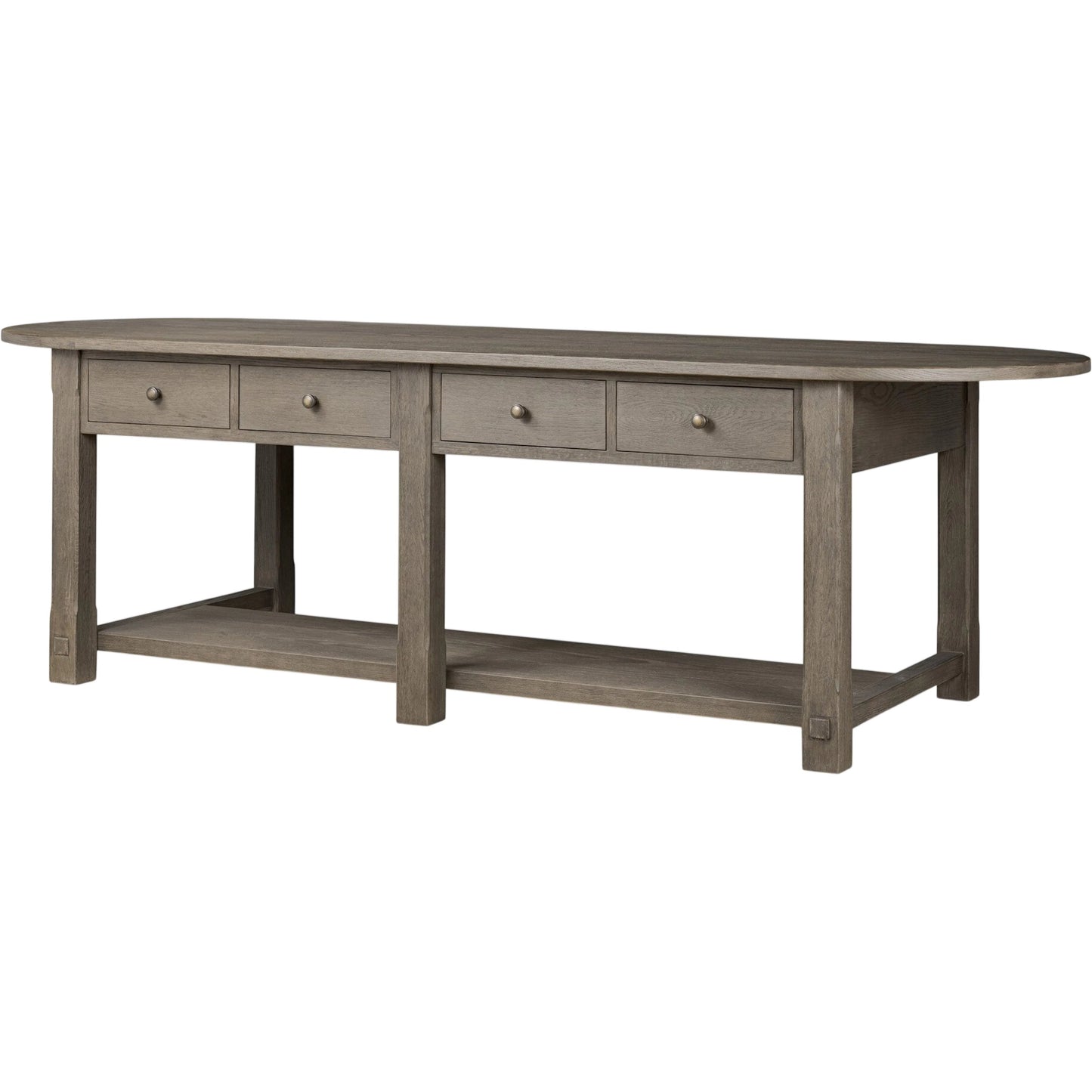 014 SI-2635295 | Primary Silo | Elise Kitchen Island by Four Hands in weathered hazel oak veneer, dark brass. Made from oak veneer, brass in a unique style.