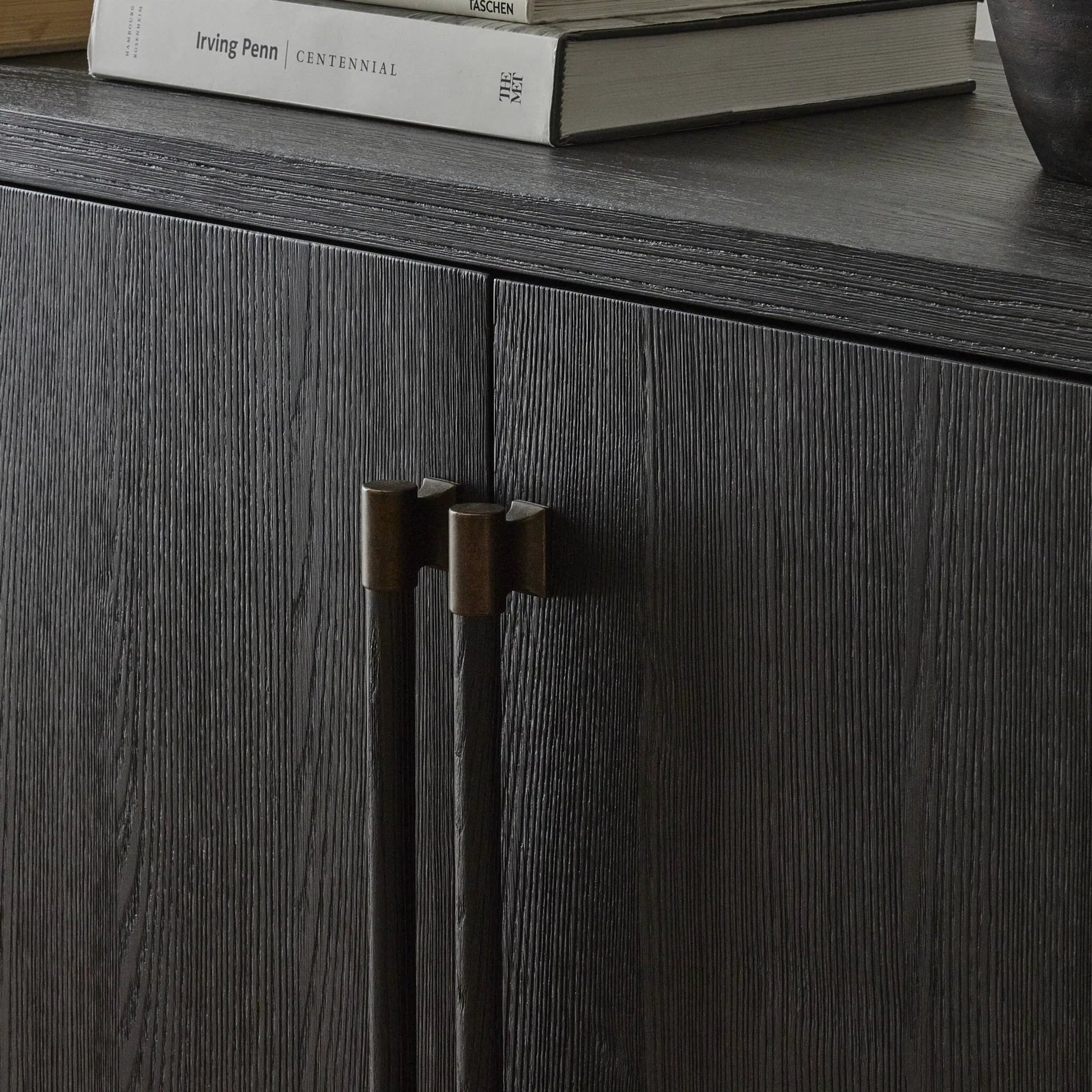 Adolfo Sideboard by Four Hands in modern black ash, modern black ash solid. Made from ash veneer, solid ash in a transitional style.