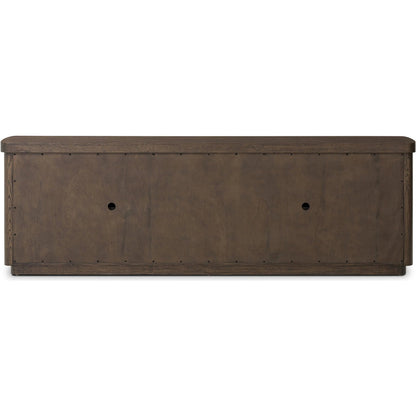 Valen Sideboard by Four Hands in rustic brown oak veneer, rustic brown oak solid. Made from oak veneer, solid oak in a unique style.