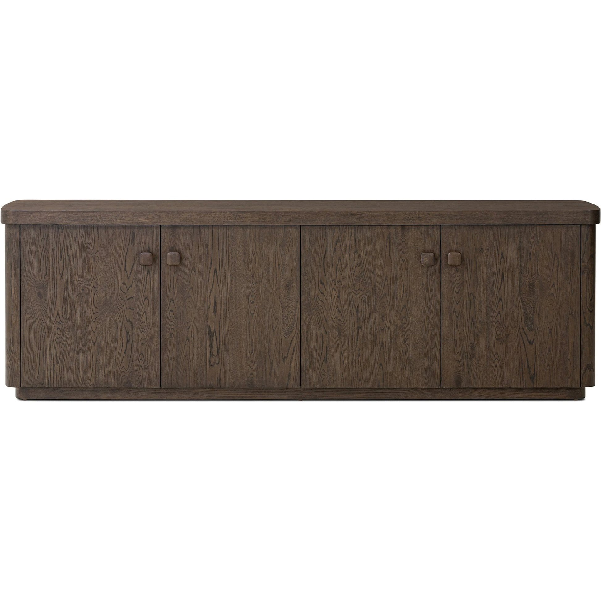Valen Sideboard by Four Hands in rustic brown oak veneer, rustic brown oak solid. Made from oak veneer, solid oak in a unique style.