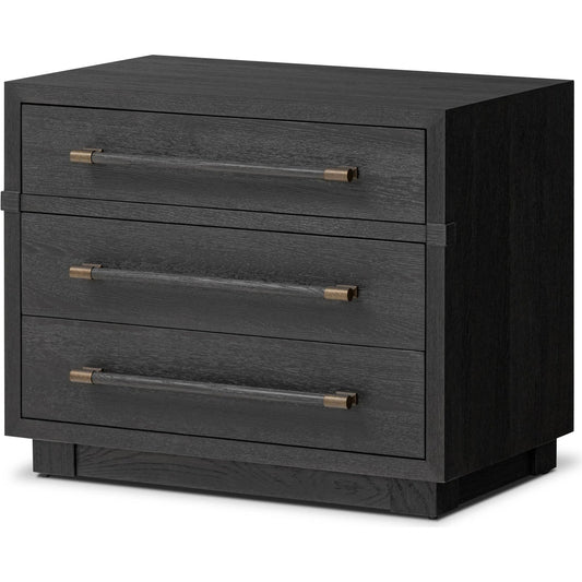 Adolfo Nightstand by Four Hands in modern black ash, modern black ash solid. Made from ash veneer, solid ash in a transitional style.