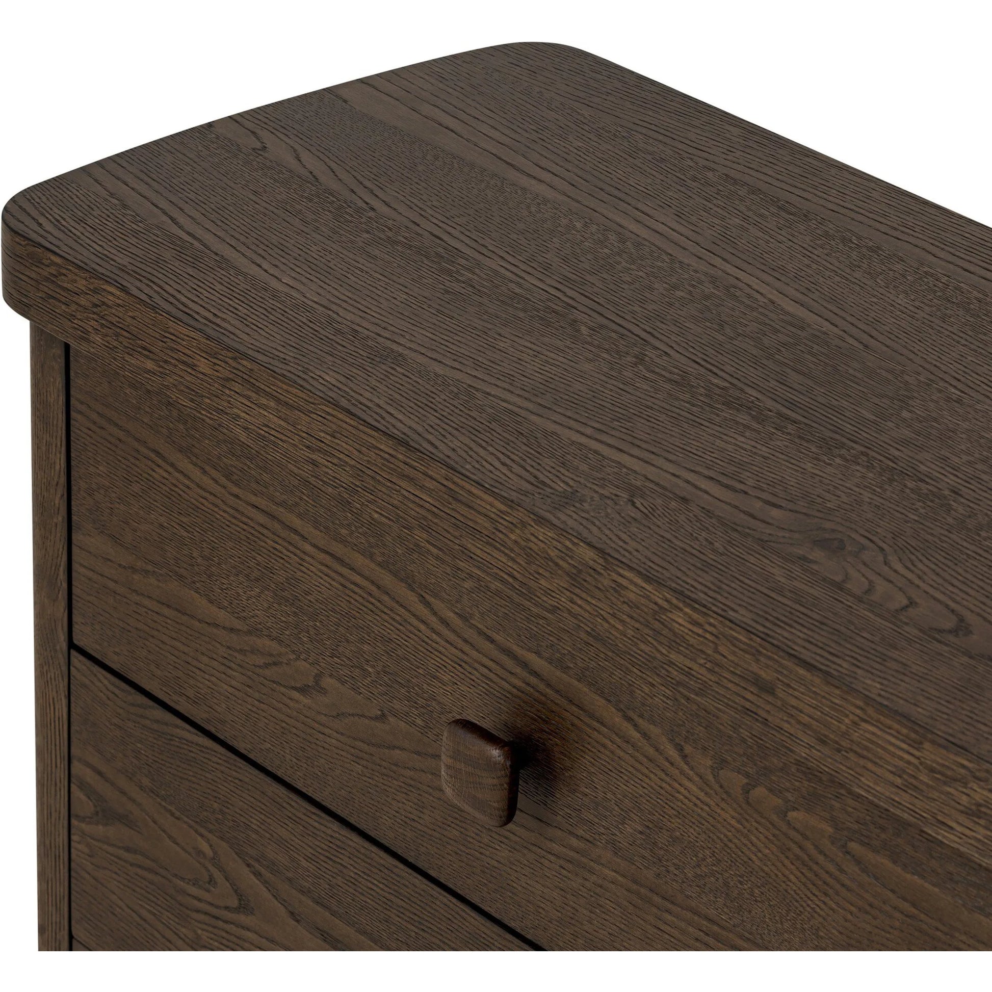 Valen 6 Drawer Dresser by Four Hands in rustic brown oak veneer, rustic brown oak solid. Made from oak veneer, solid oak in a traditional style.