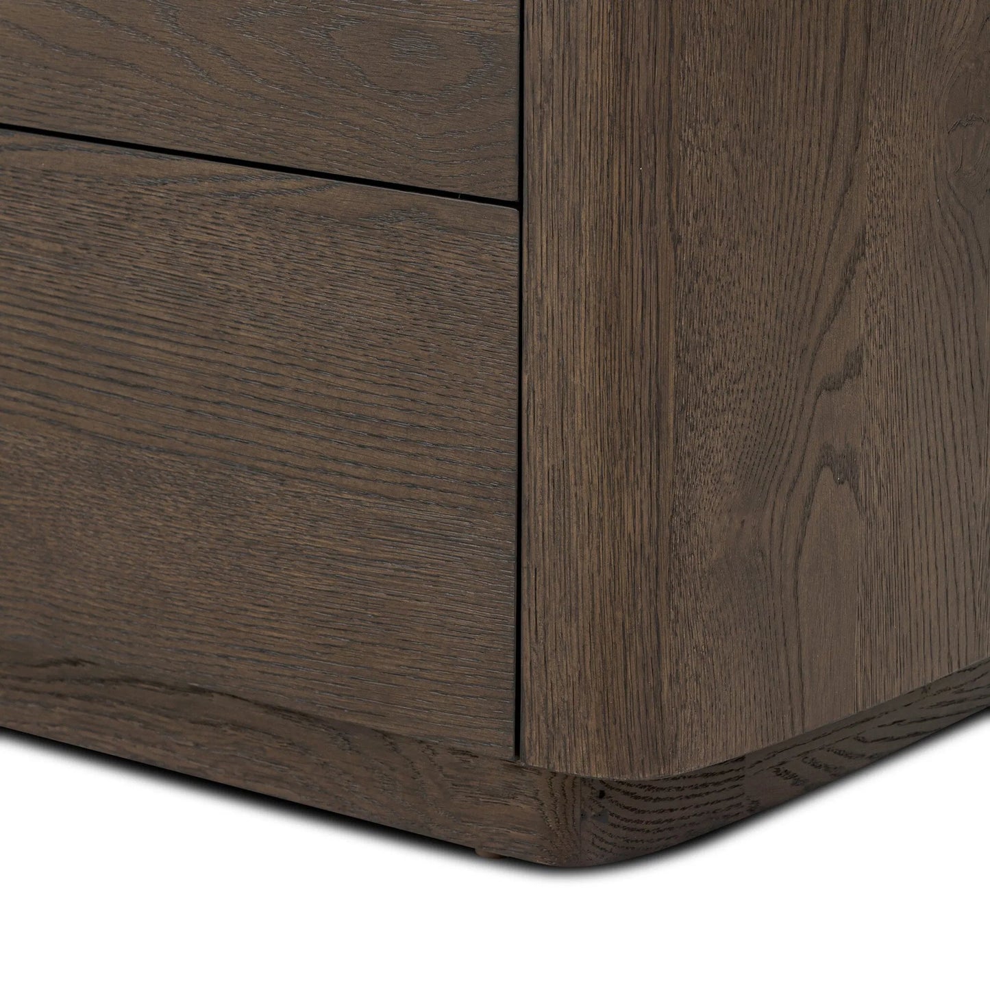 012 SI-2513337 | Closeup | Valen 6 Drawer Dresser by Four Hands in rustic brown oak veneer, rustic brown oak solid. Made from oak veneer, solid oak in a traditional style.
