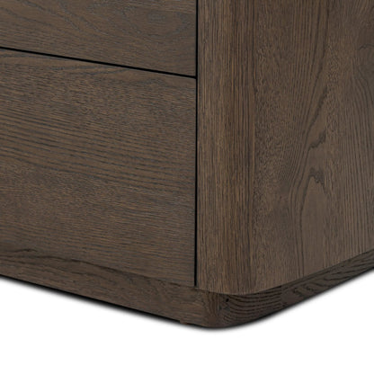 Valen 6 Drawer Dresser by Four Hands in rustic brown oak veneer, rustic brown oak solid. Made from oak veneer, solid oak in a traditional style.