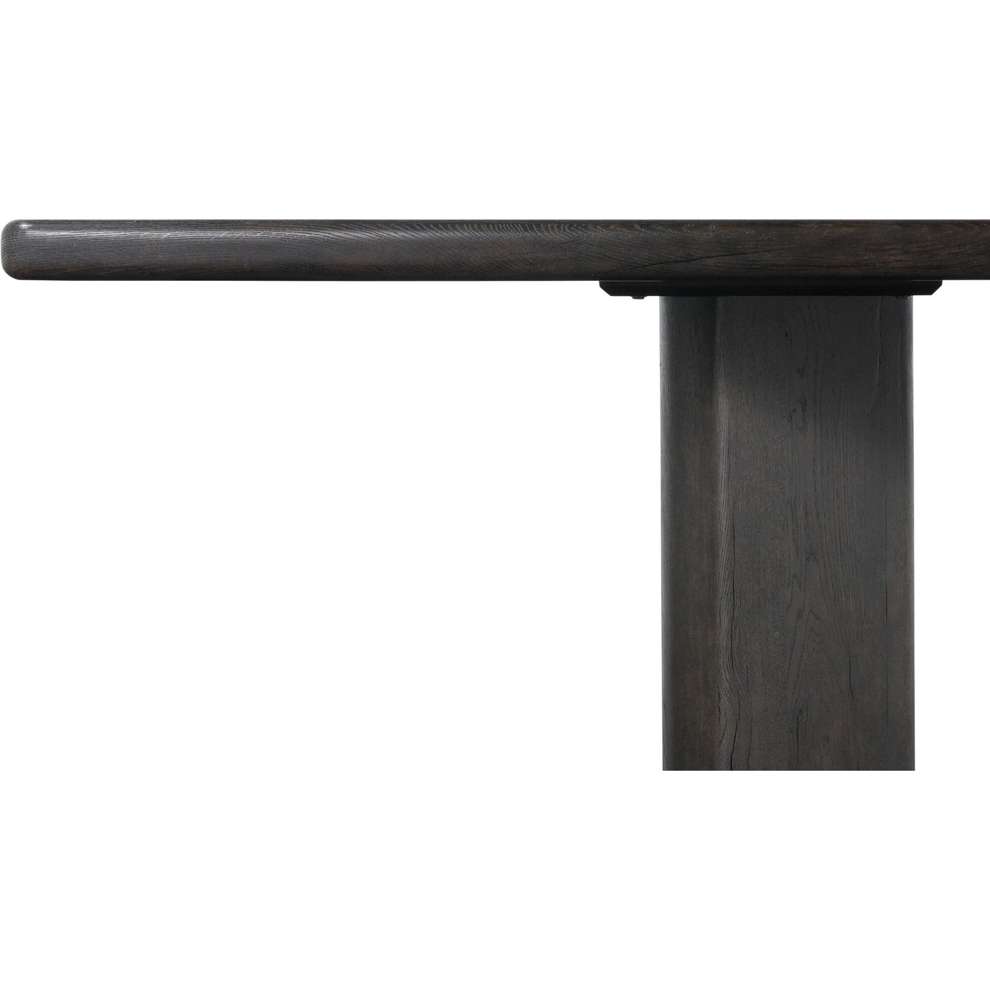 004 SI-2137277 | Closeup | Castro Dining Table by Four Hands in dark espresso. Made from solid reclaimed oak in a modern style.