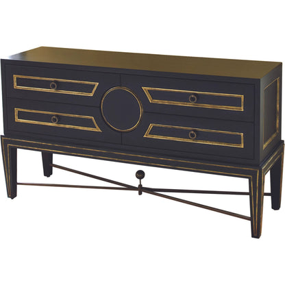 Collector's Console by Global Views in brass. Made from poplar with oak veneer, mdf with oak veneer in a transitional style.