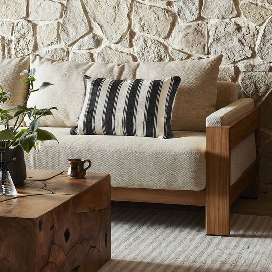 Ditmar Outdoor Pillow by Four Hands in ditmar black, cream outdoor backing. Made from 100% polyethylene terephthalate (pet), 100% polyester fiber in a unique style.