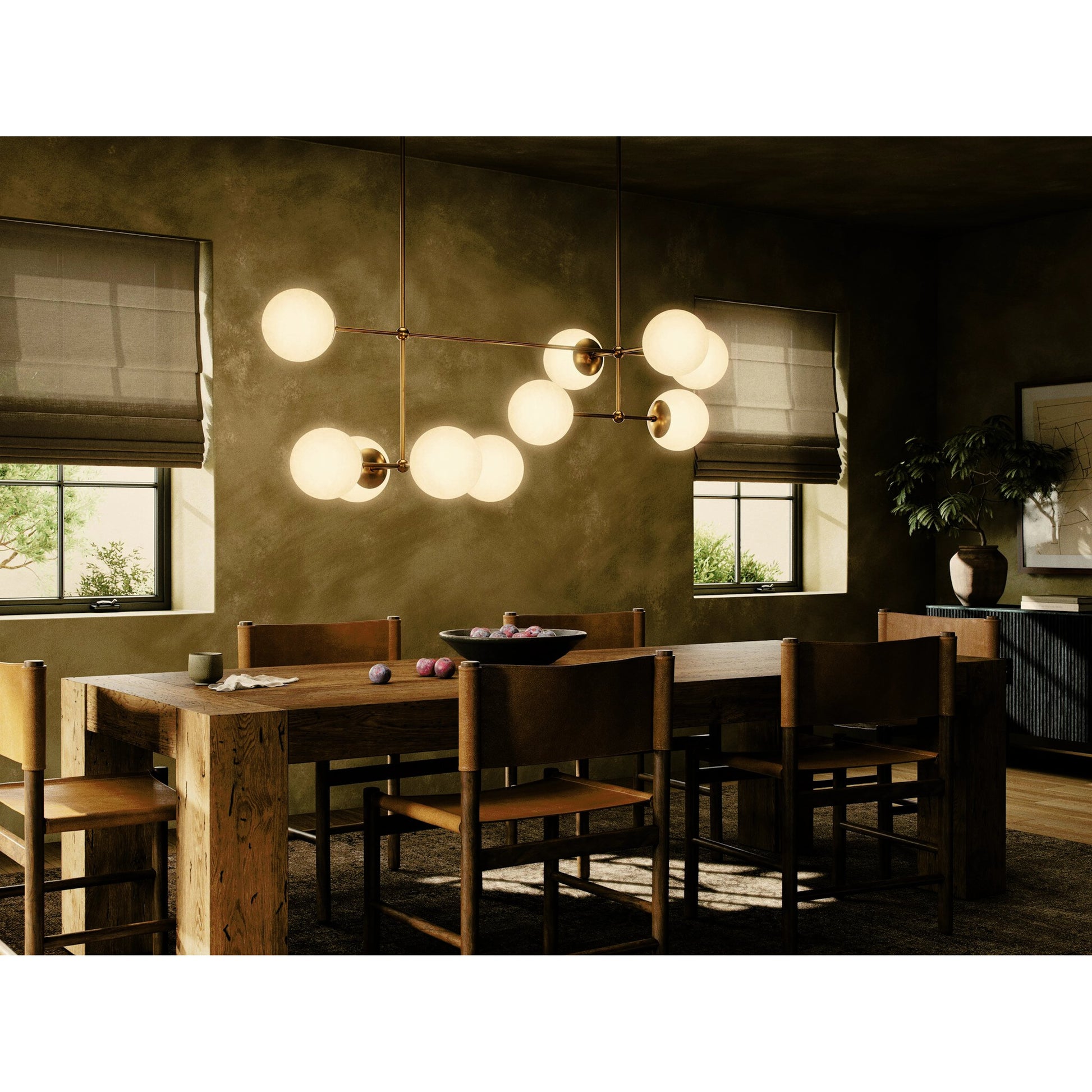 Armstrong Linear Chandelier by Four Hands. Made from brass, thermoplastic, glass in a modern style.