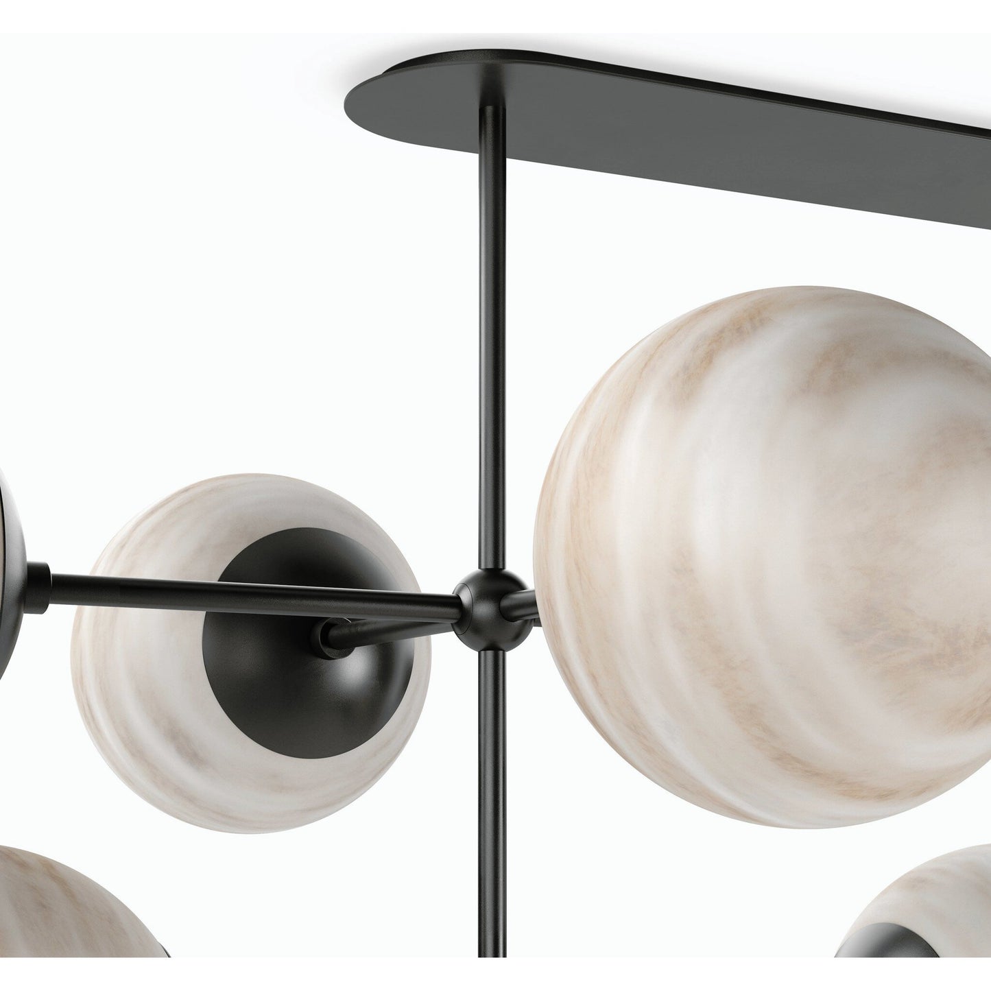 013 SI-2158046 | Closeup | Armstrong Linear Chandelier by Four Hands. Made from brass, thermoplastic, glass in a modern style.