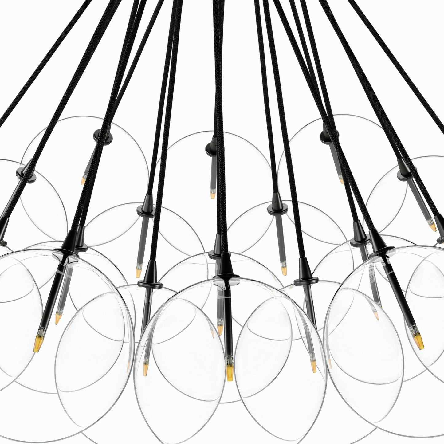 008 SI-2158112 | Closeup | Cloud Chandelier by Four Hands in black gunmetal. Made from thermoplastic, glass, brass in a modern style.