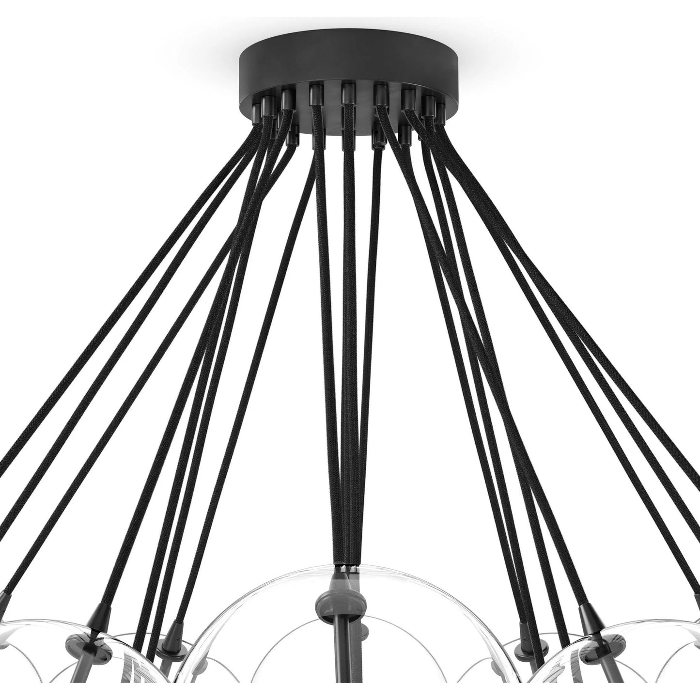 012 SI-2158112 | Closeup | Cloud Chandelier by Four Hands in black gunmetal. Made from thermoplastic, glass, brass in a modern style.