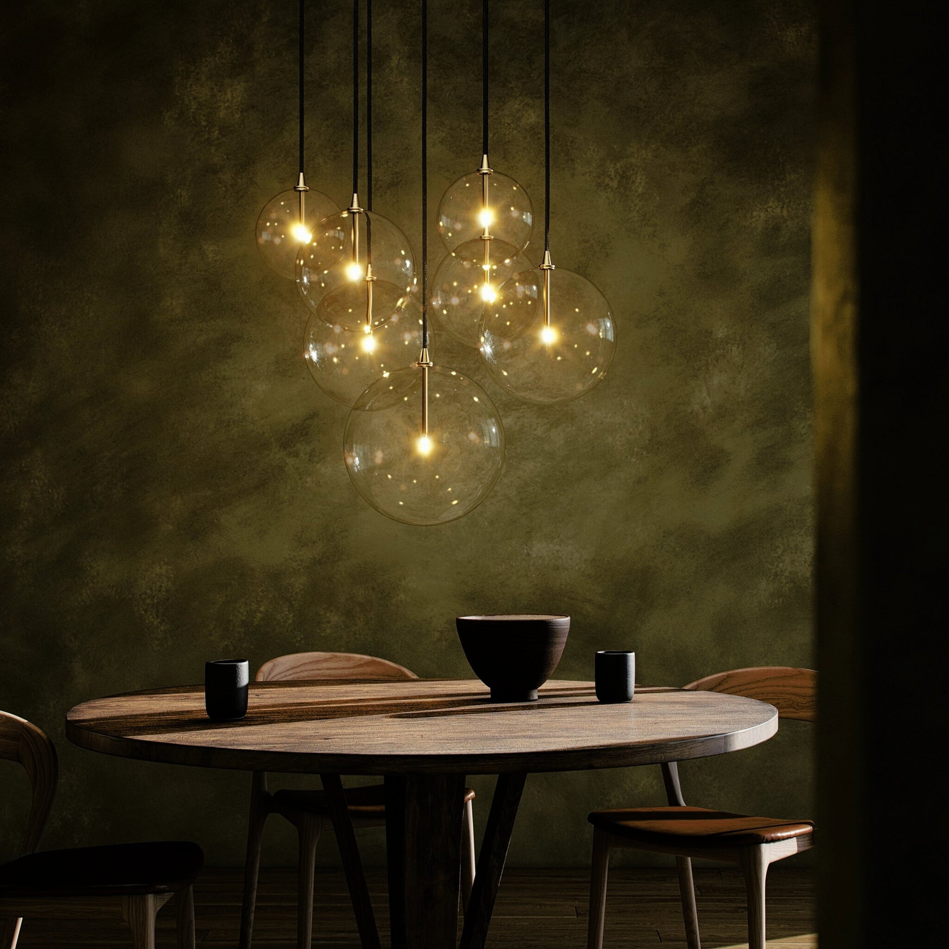 Cluster 7 Mix Chandelier by Four Hands. Made from thermoplastic, glass, brass in a modern style.