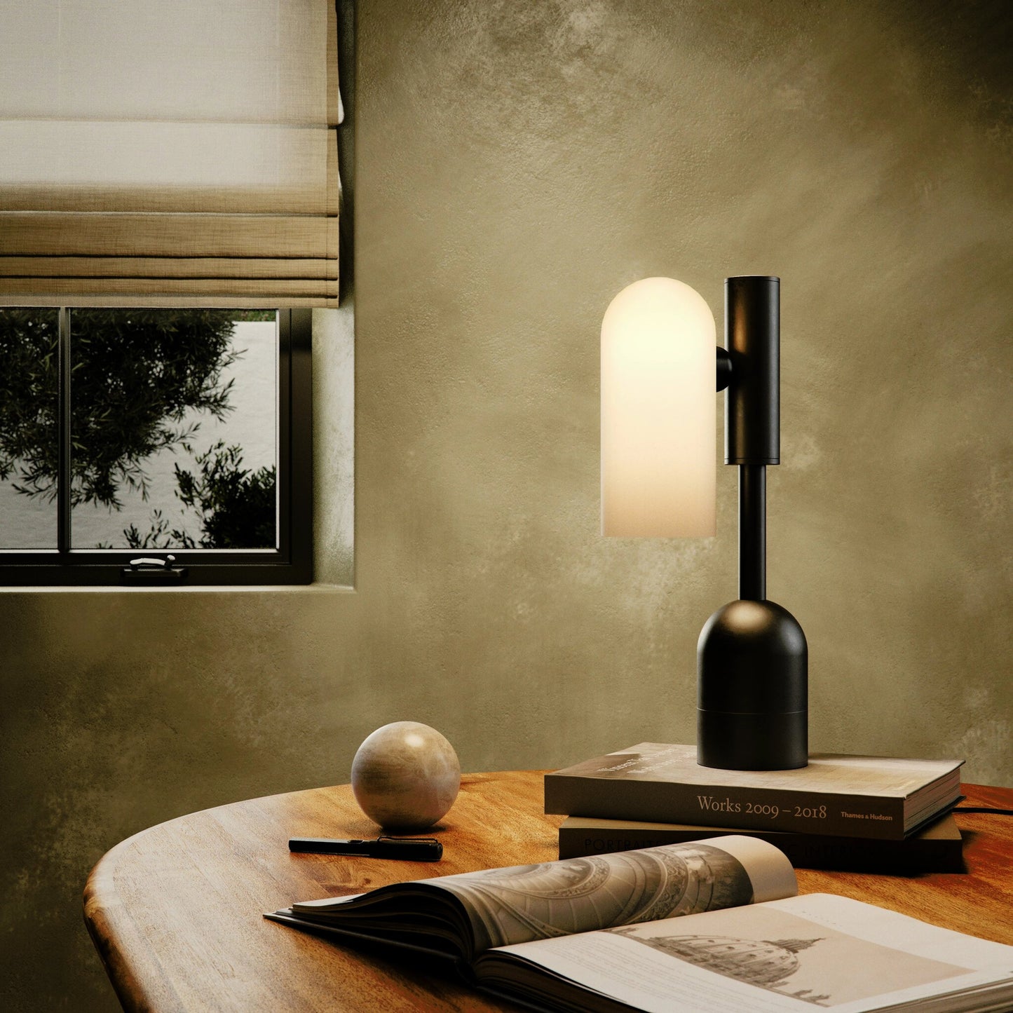 010 SI-2158360 | Lifestyle | Odyssey Table Lamp by Four Hands. Made from brass, glass in a modern style.