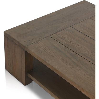 Roca Outdoor Coffee Table by Four Hands in stained heritage brown-fsc. Made from solid fsc® reclaimed teak in a transitional style.