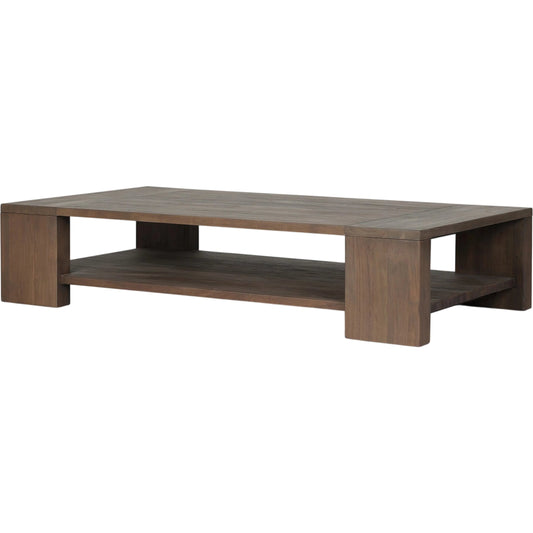 Roca Outdoor Coffee Table by Four Hands in stained heritage brown-fsc. Made from solid fsc® reclaimed teak in a transitional style.