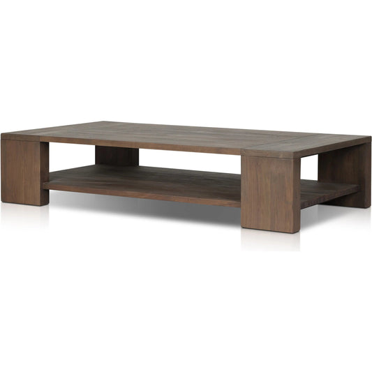 Roca Outdoor Coffee Table by Four Hands in stained heritage brown-fsc. Made from solid fsc® reclaimed teak in a unique style.