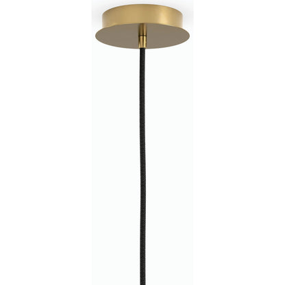 Odyssey Single Pendant by Four Hands in opal matte glass, black cord, burnished brass and opal matte glass. Made from glass, thermoplastic, brass in a modern style.