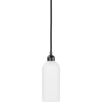 Odyssey Single Pendant by Four Hands in opal matte glass, black cord, burnished brass and opal matte glass. Made from glass, thermoplastic, brass in a modern style.