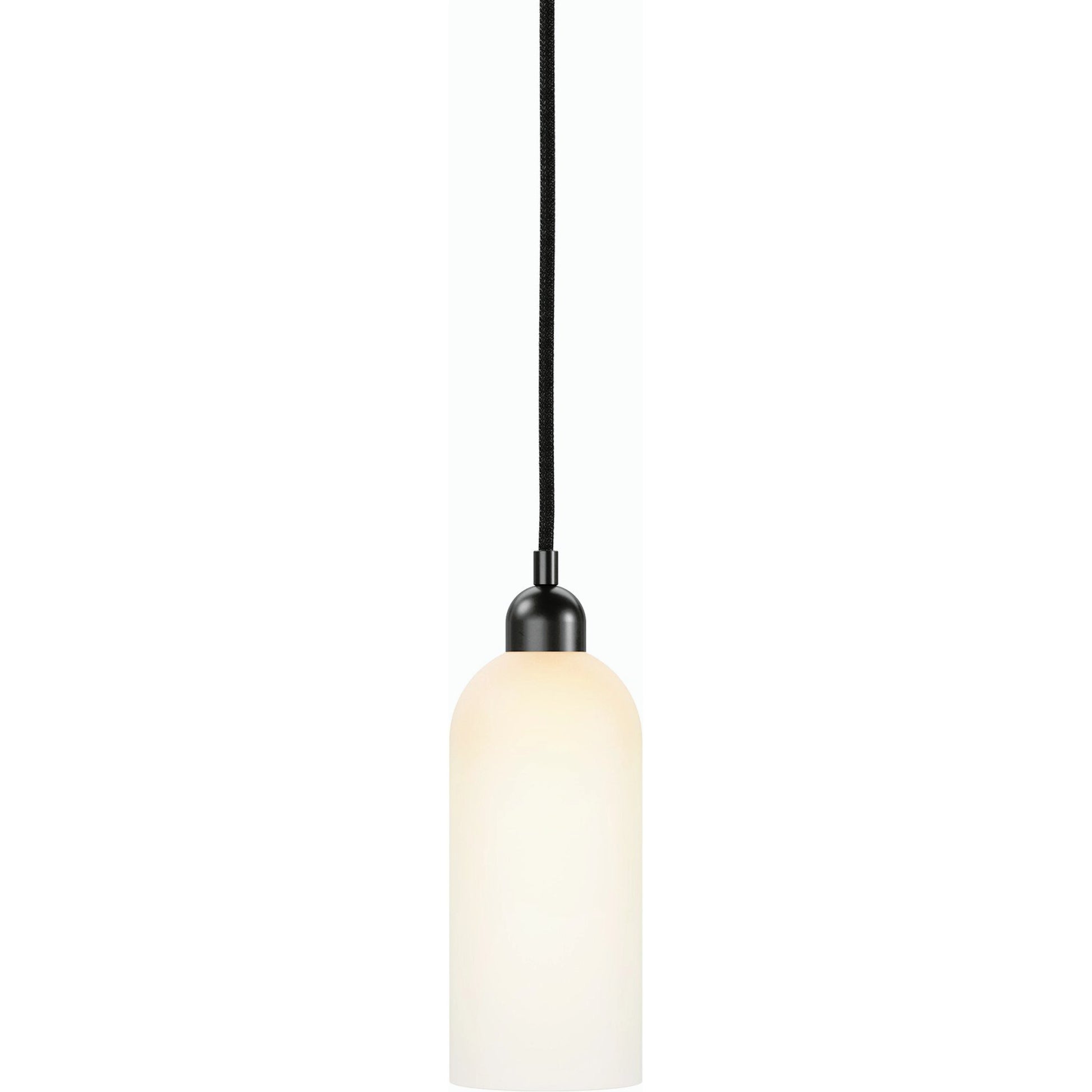 Odyssey Single Pendant by Four Hands in opal matte glass, black cord, burnished brass and opal matte glass. Made from glass, thermoplastic, brass in a modern style.