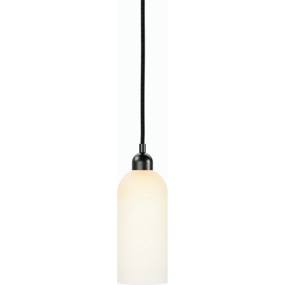 Odyssey Single Pendant by Four Hands in opal matte glass, black cord, burnished brass and opal matte glass. Made from glass, thermoplastic, brass in a modern style.