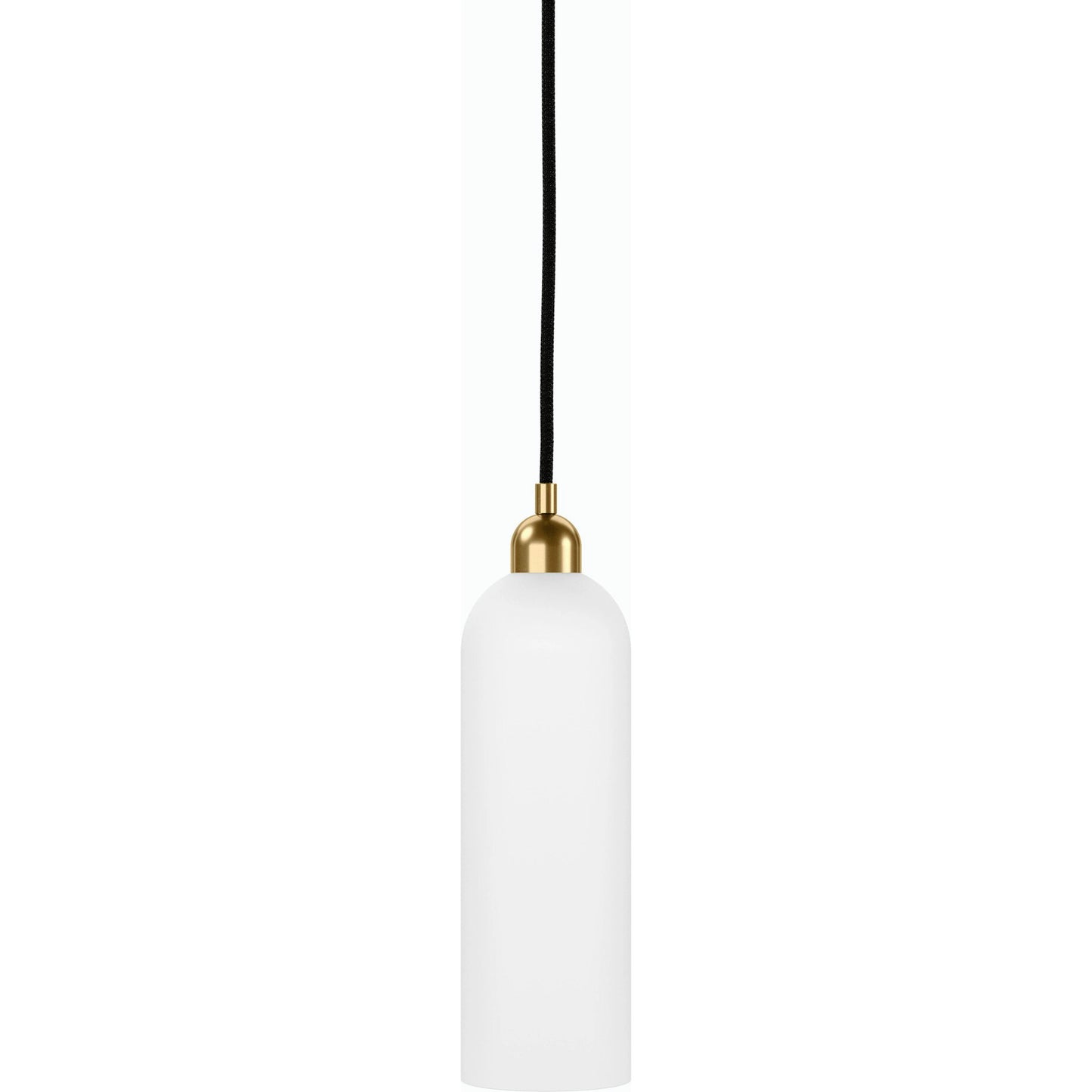 008 SI-2158357 | Closeup | Odyssey Single Pendant by Four Hands in opal matte glass, black cord, burnished brass and opal matte glass. Made from glass, thermoplastic, brass in a modern style.