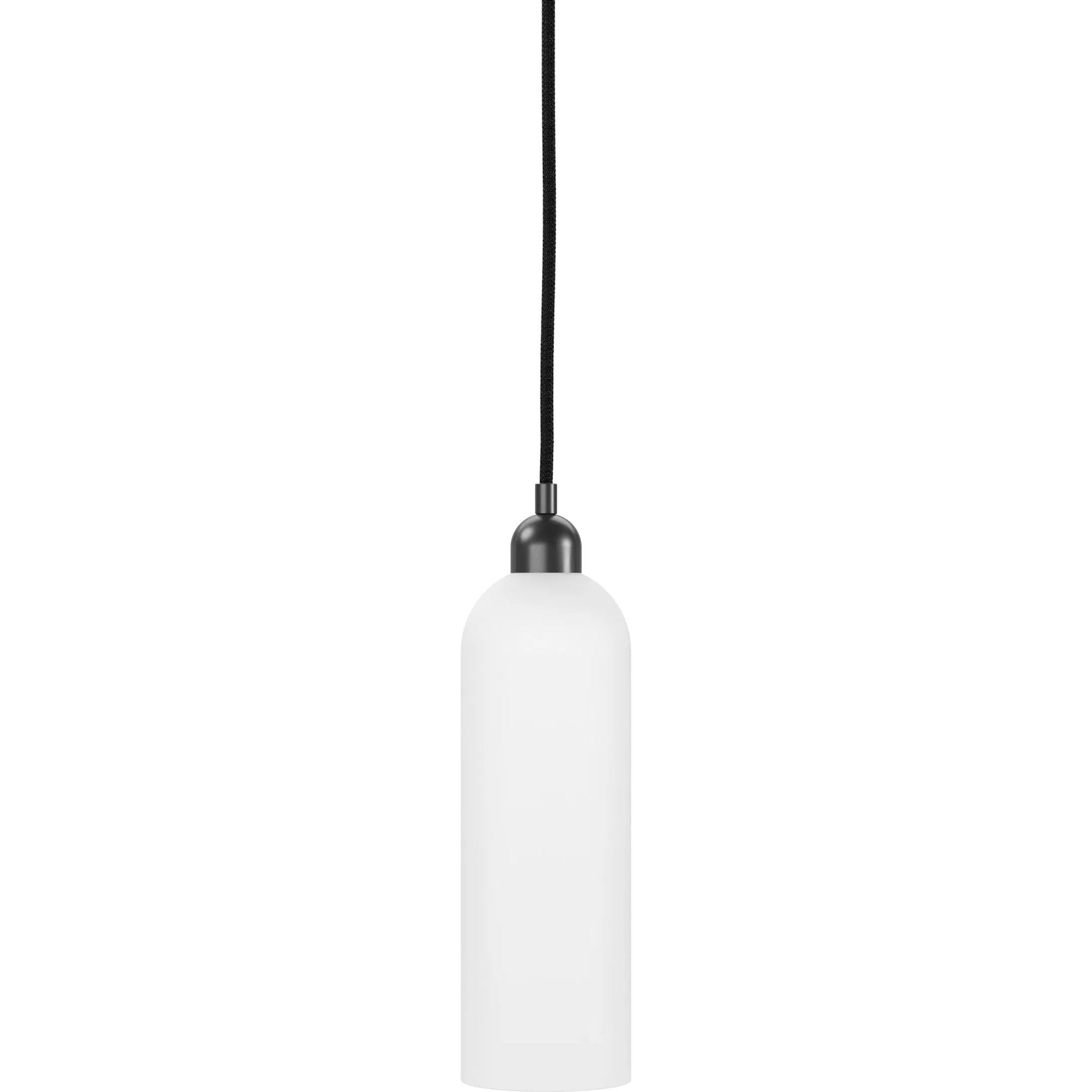 Odyssey Single Pendant by Four Hands in opal matte glass, black cord, burnished brass and opal matte glass. Made from glass, thermoplastic, brass in a modern style.