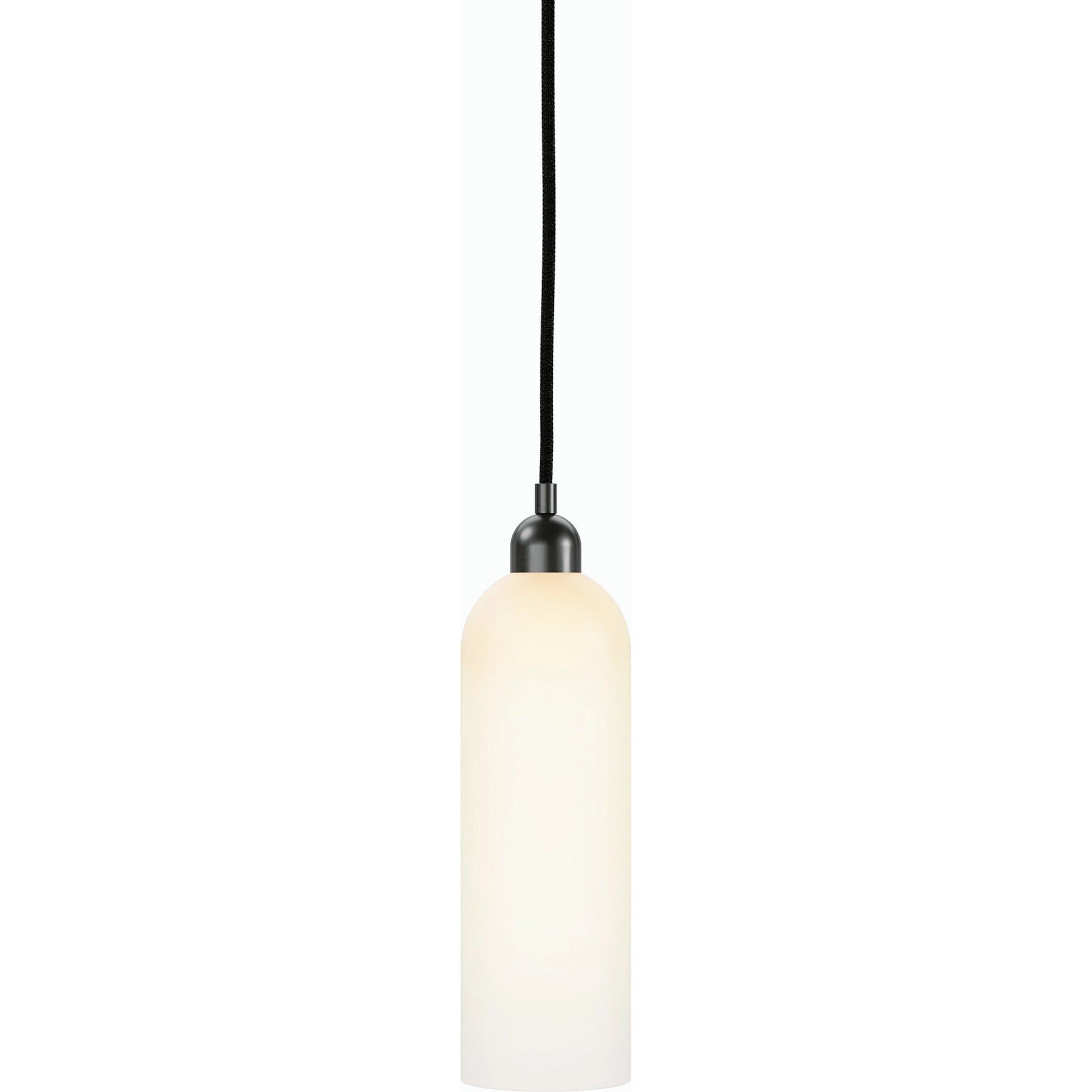 Odyssey Single Pendant by Four Hands in opal matte glass, black cord, burnished brass and opal matte glass. Made from glass, thermoplastic, brass in a modern style.