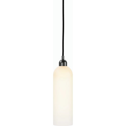 Odyssey Single Pendant by Four Hands in opal matte glass, black cord, burnished brass and opal matte glass. Made from glass, thermoplastic, brass in a modern style.