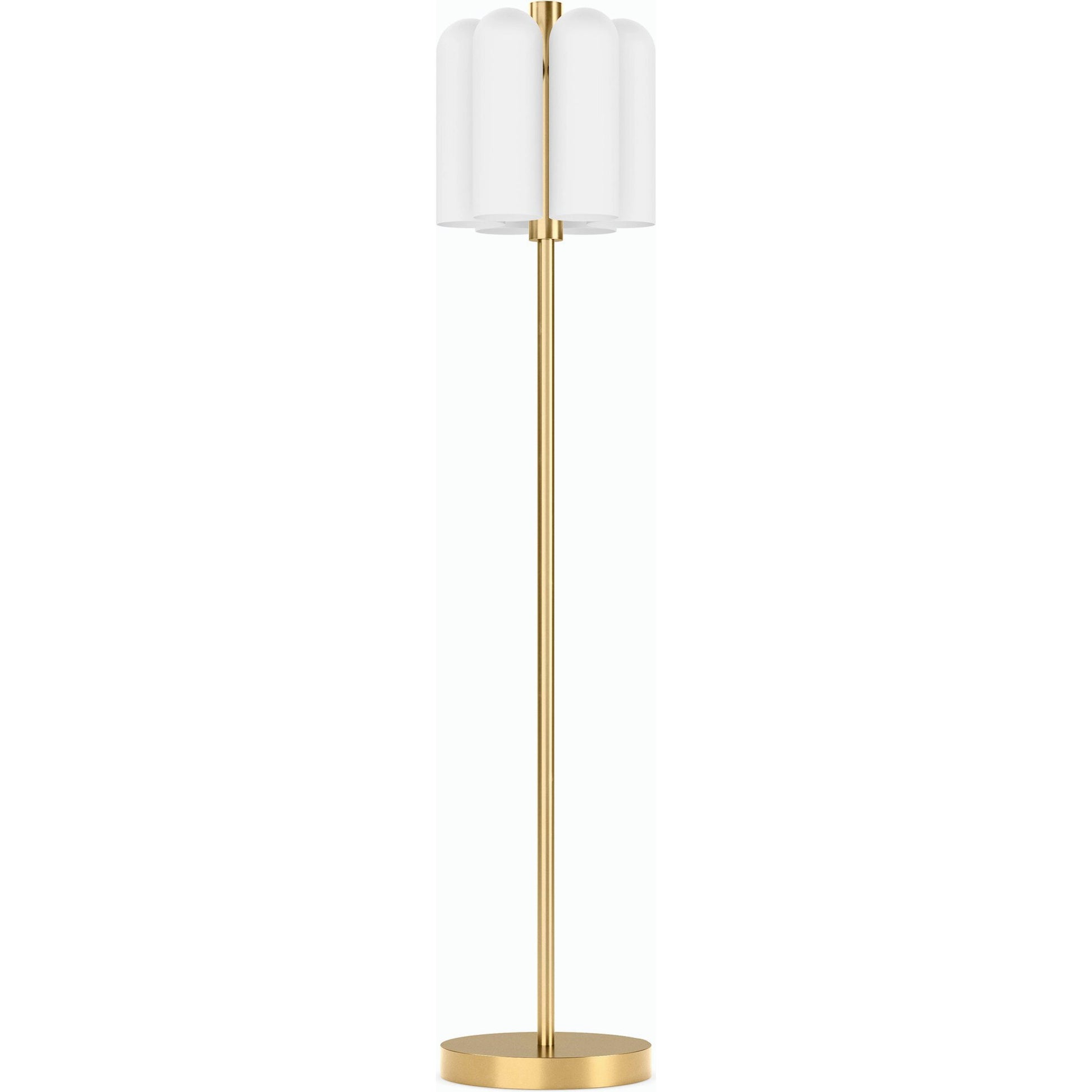 Odyssey 6 Floor Lamp by Four Hands. Made from brass, glass in a modern style.