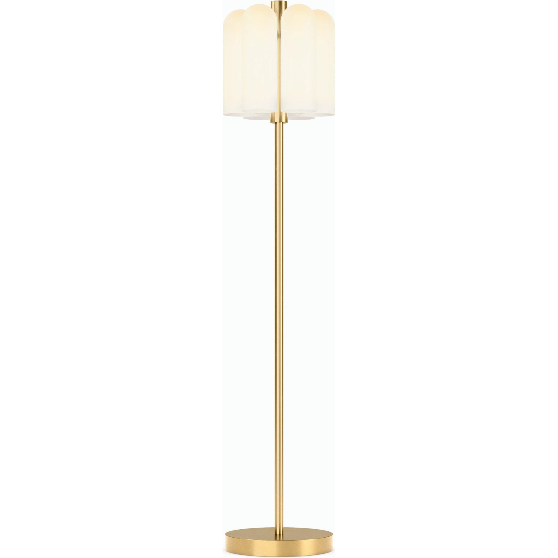 Odyssey 6 Floor Lamp by Four Hands. Made from brass, glass in a modern style.