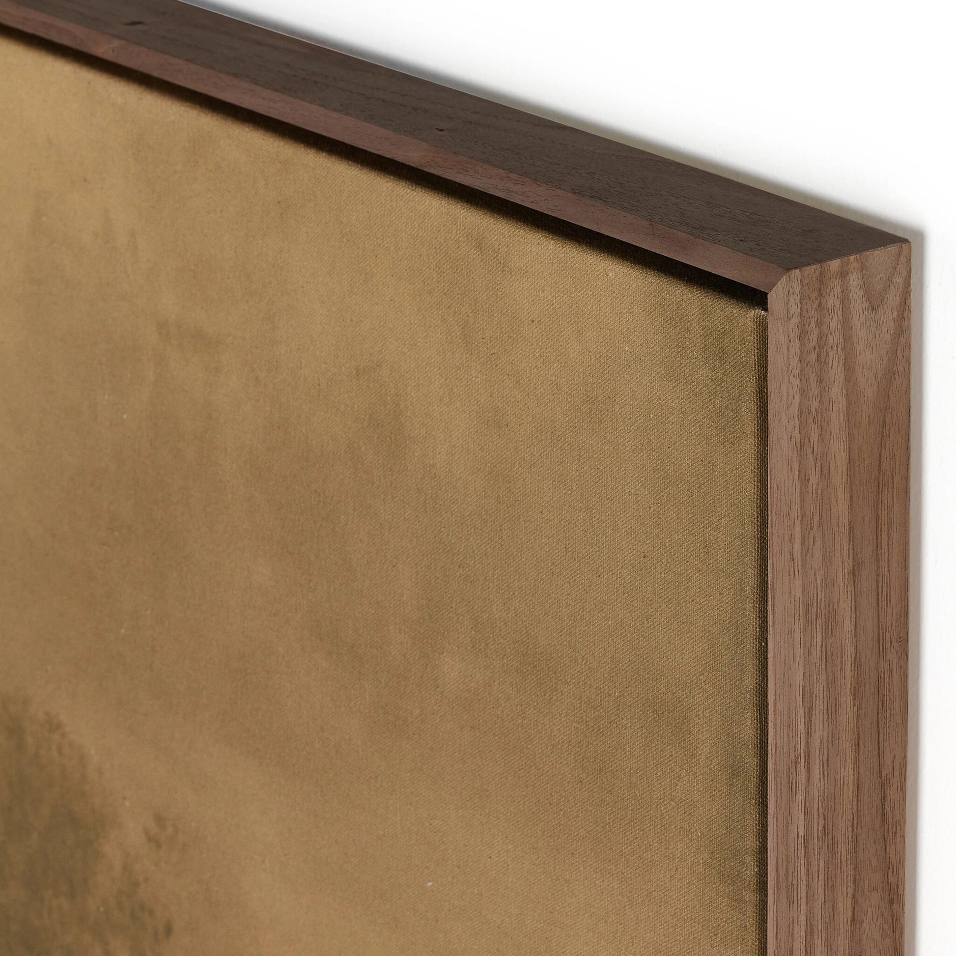 Illuminated by Aileen Fitzgerald by Four Hands. Made from rustic walnut, fredrix 558 raw canvas, gallery bracer in a modern style.