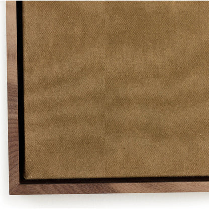 Illuminated by Aileen Fitzgerald by Four Hands. Made from rustic walnut, fredrix 558 raw canvas, gallery bracer in a modern style.
